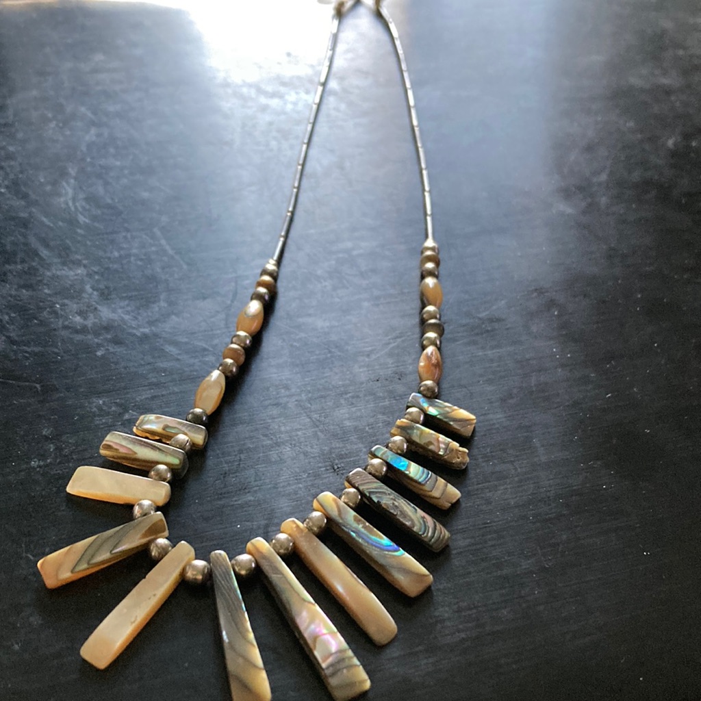Silver And Mother Of Pearl Necklace Vintage